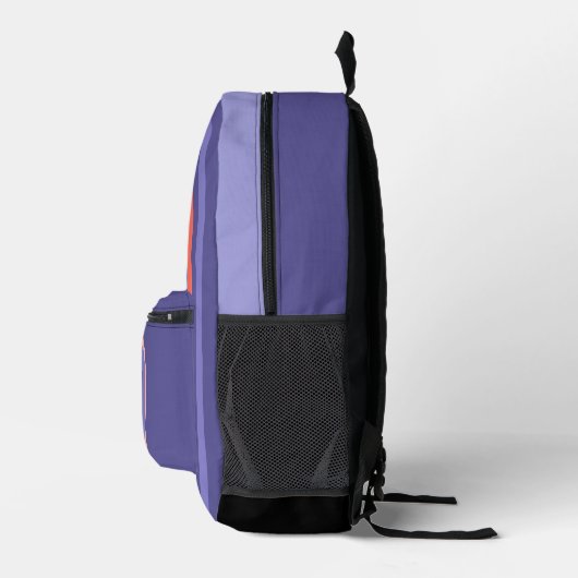 Lila Violettpfirsichmuster Orangefarbene Linienmus Bedruckter Rucksack (Rechts)
