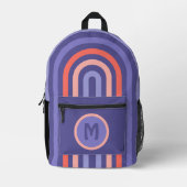 Lila Violettpfirsichmuster Orangefarbene Linienmus Bedruckter Rucksack (Vorderseite)