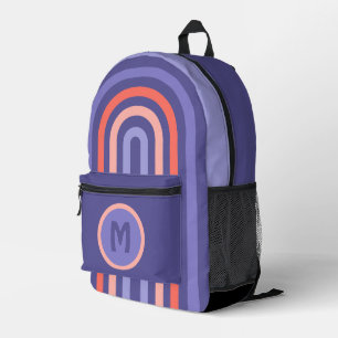 Lila Violettpfirsichmuster Orangefarbene Linienmus Bedruckter Rucksack