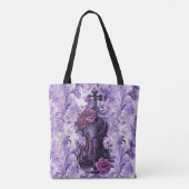 Lila Violine auf Lilac Floral Large Shoulle Tasche (Rückseite)