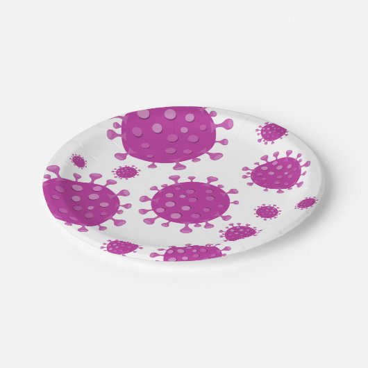 Lila Viruspartikel Pappteller (Schrägansicht)