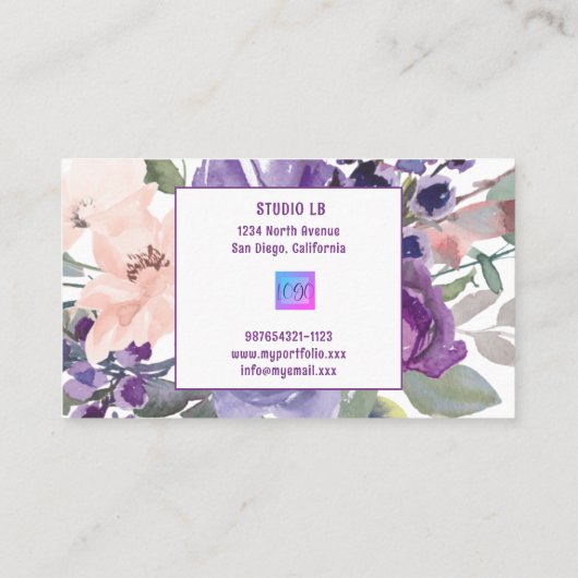 Lila Visitenkarte (Rückseite)