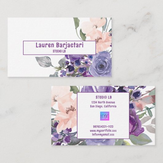 Lila Visitenkarte (Vorne/Hinten)