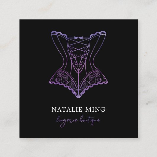Lila Visitenkarte für das Logo "Lace Lingerie Bout (Vorderseite)