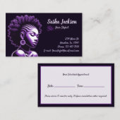 Lila Visitenkarte für den Friseursalon (Vorne/Hinten)