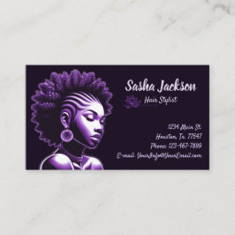 Lila Visitenkarte für den Friseursalon