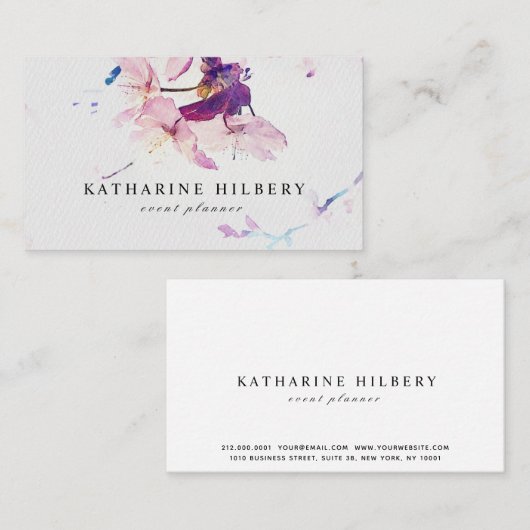 Lila Visitenkarte für Wasserfarbenkirche (Vorne/Hinten)