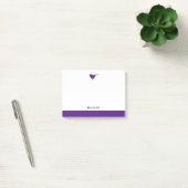 Lila Vogel & Border auf Weiß mit Name Post-it Klebezettel (Büro)