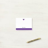 Lila Vogel & Border auf Weiß mit Name Post-it Klebezettel (Auf Schreibtisch)