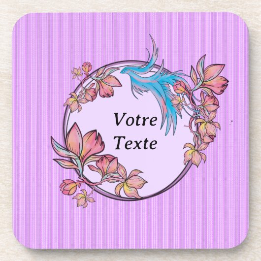 lila Vogel Kronenblume Getränkeuntersetzer (Vorderseite)