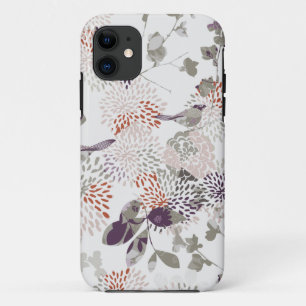 Lila Vögel und Blumen Wallpaper Case-Mate iPhone Hülle