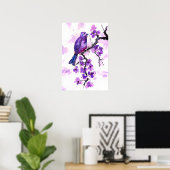 Lila Vögel und Blüten Poster (Heimbüro)