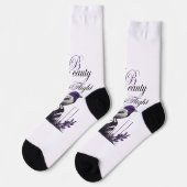 Lila Vogel und Pflanze | Stille Kunst Socken (Linkes Detail)