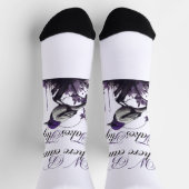 Lila Vogel und Pflanze | Stille Kunst Socken (Oben)