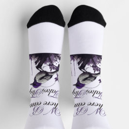 Lila Vogel und Pflanze | Stille Kunst Socken