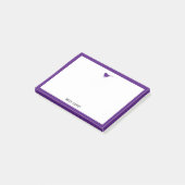 Lila Vogel und weißer Rand mit Name Post-it Klebezettel (angewinkelt)