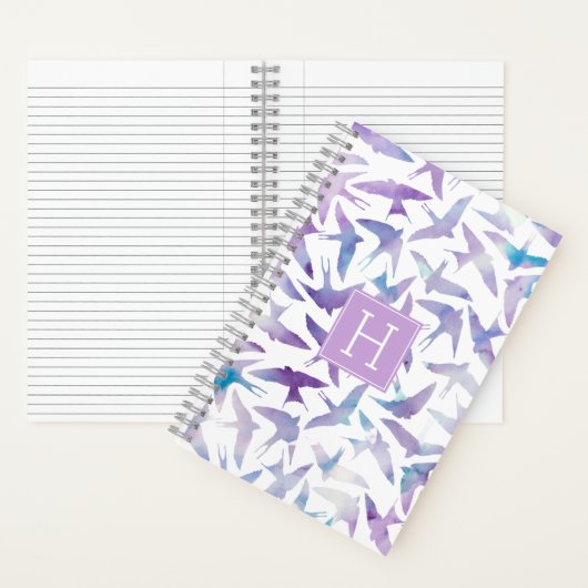 Lila Vogelmuster Notizblock (Innen)