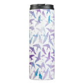 Lila Vogelmuster Thermosbecher (Rückseite)