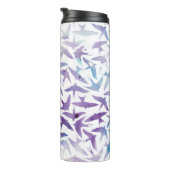 Lila Vogelmuster Thermosbecher (Nach rechts gedreht)