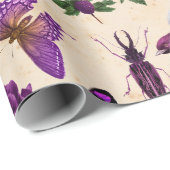 Lila Vogelschmetterlinge und Pilze Geschenkpapier (Rolleneckpunkt)