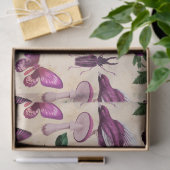 Lila Vogelschmetterlinge und Pilze Seidenpapier (Geschenk)