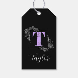 Lila Vollblutschmetterlingscreme — Letter T Geschenkanhänger