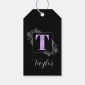 Lila Vollblutschmetterlingscreme — Letter T Geschenkanhänger (Rückseite)