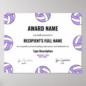 Lila Volleyball-Auszeichnung für beste Spielerkenn Poster (Vorne)