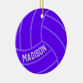 Lila Volleyball Custom Text Weihnachtsdekoration Keramik Ornament (Rechts)