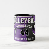 Lila Volleyball-Sport Zweifarbige Tasse (Mittel)
