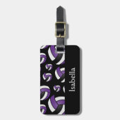 Lila Volleyball-Sportart Gepäckanhänger (Vorderseite vertikal)