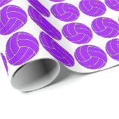 Lila Volleyball-Sportspieler oder Coach-Party Geschenkpapier (Rolleneckpunkt)