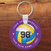 Lila Volleyball-Sportteam Runde Schlüsselanhänger (Vorderseite)