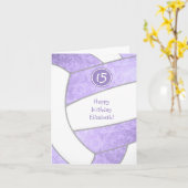 lila Volleyballgeburtstag Karte (Gelbe Blume)