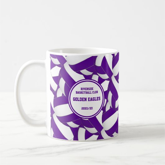 lila Volleyballmannschaftsfarben Trainingsgeschenk Kaffeetasse (Links)