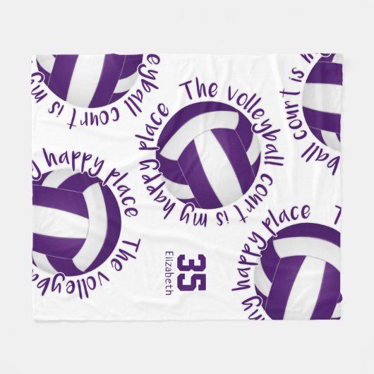 lila Volleyballplatz Fleecedecke (Vorderseite (Horizontal))