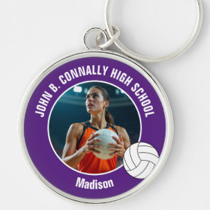 Lila Volleyballspieler-Foto-Andenken Schlüsselanhänger