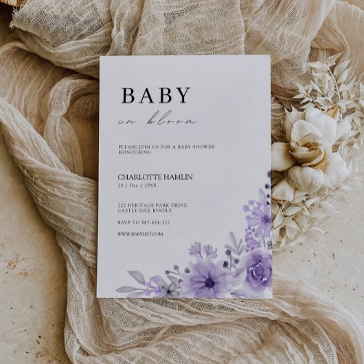 Lila Vorlage für eine Babydusche