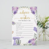 Lila Vorrat der Kitchen Brautparty Advice Card (Stehend Vorderseite)