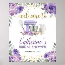 Lila Vorrat der Küche Begrüßungszeichen Poster