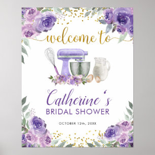 Lila Vorrat der Küche Begrüßungszeichen Poster