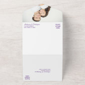 Lila Vorzeitszange mit Silberleder Swirl All In One Einladung (Außenbereich)