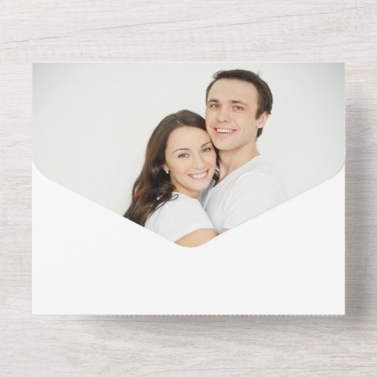 Lila Vorzeitszange mit Silberleder Swirl All In One Einladung (Rückseite)