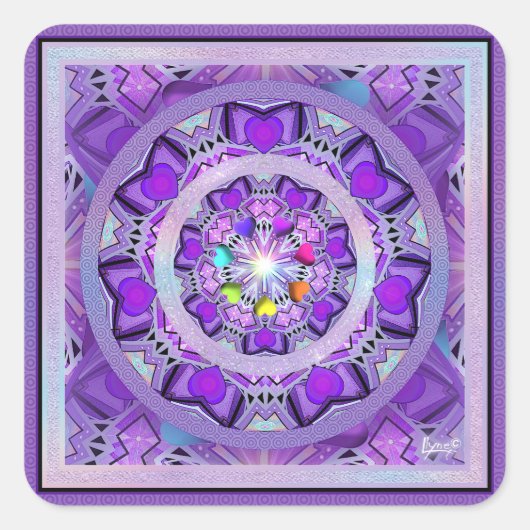 Lila W2 Quadratischer Aufkleber (Vorderseite)