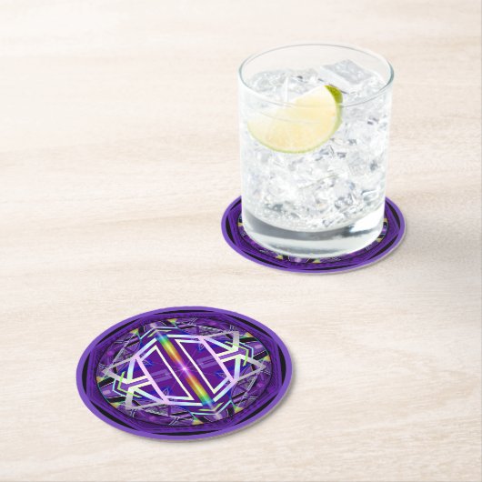 Lila W3 Runder Pappuntersetzer (Vor Ort)