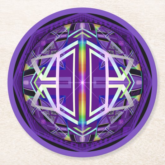 Lila W3 Runder Pappuntersetzer (Vorderseite)