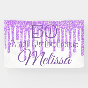 Lila Wachs 50 und fabelhaftes Geburtstagsbanner Banner