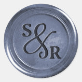 Lila Wachsaufkleber mit Initialen Runder Aufkleber (Vorderseite)