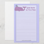 Lila Wal-Stationierung Briefpapier (Vorne/Hinten)