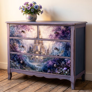 Lila Wald Fantasievoll Blaue Spire Burg Seidenpapier